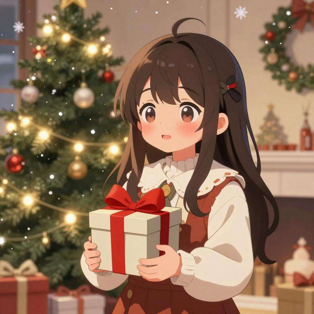 《尘白禁区》圣诞贺图：大雷少女面红娇羞献